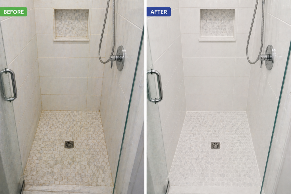 Kwik Dry Shower Cleaning Before and After 1